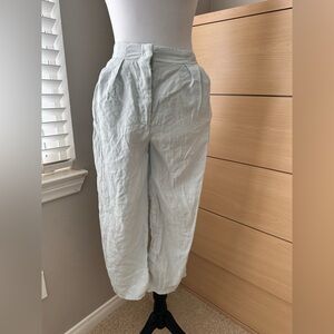 Zara Kids Light Blue Gray Elastic Waist Linen Trousers